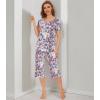 image:imageWiWi Pajamas for Women Super Soft Pajama Sets Cooling Short Sleeve Top Capri Pants Viscose from Bamboo Sleepwear Pjs S4XApurpleFloral