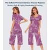 image:imageWiWi Pajamas for Women Super Soft Pajama Sets Cooling Short Sleeve Top Capri Pants Viscose from Bamboo Sleepwear Pjs S4XApurpleRose
