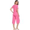 image:imageWiWi Pajamas for Women Super Soft Pajama Sets Cooling Short Sleeve Top Capri Pants Viscose from Bamboo Sleepwear Pjs S4XAraspberry Pink