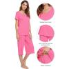 image:imageWiWi Pajamas for Women Super Soft Pajama Sets Cooling Short Sleeve Top Capri Pants Viscose from Bamboo Sleepwear Pjs S4XAraspberry Pink