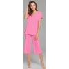 image:imageWiWi Pajamas for Women Super Soft Pajama Sets Cooling Short Sleeve Top Capri Pants Viscose from Bamboo Sleepwear Pjs S4XAraspberry Pink