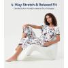 image:imageWiWi Pajamas for Women Super Soft Pajama Sets Cooling Short Sleeve Top Capri Pants Viscose from Bamboo Sleepwear Pjs S4XAretro Ink Flower