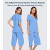 image:imageWiWi Pajamas for Women Super Soft Pajama Sets Cooling Short Sleeve Top Capri Pants Viscose from Bamboo Sleepwear Pjs S4XAsky Blue