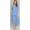 image:imageWiWi Pajamas for Women Super Soft Pajama Sets Cooling Short Sleeve Top Capri Pants Viscose from Bamboo Sleepwear Pjs S4XAsky Blue