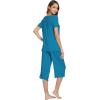 image:imageWiWi Pajamas for Women Super Soft Pajama Sets Cooling Short Sleeve Top Capri Pants Viscose from Bamboo Sleepwear Pjs S4XAteal Blue