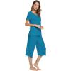 image:imageWiWi Pajamas for Women Super Soft Pajama Sets Cooling Short Sleeve Top Capri Pants Viscose from Bamboo Sleepwear Pjs S4XAteal Blue