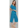 image:imageWiWi Pajamas for Women Super Soft Pajama Sets Cooling Short Sleeve Top Capri Pants Viscose from Bamboo Sleepwear Pjs S4XAteal Blue