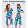 image:imageWiWi Pajamas for Women Super Soft Pajama Sets Cooling Short Sleeve Top Capri Pants Viscose from Bamboo Sleepwear Pjs S4XAteal BluePeony
