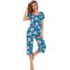 image:imageWiWi Pajamas for Women Super Soft Pajama Sets Cooling Short Sleeve Top Capri Pants Viscose from Bamboo Sleepwear Pjs S4XAteal BluePeony