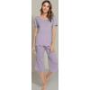 image:imageWiWi Pajamas for Women Super Soft Pajama Sets Cooling Short Sleeve Top Capri Pants Viscose from Bamboo Sleepwear Pjs S4XAviolet