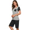 image:imageWiWi Pajamas for Women Super Soft Pajama Sets Cooling Short Sleeve Top Capri Pants Viscose from Bamboo Sleepwear Pjs S4XBblack
