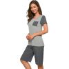 image:imageWiWi Pajamas for Women Super Soft Pajama Sets Cooling Short Sleeve Top Capri Pants Viscose from Bamboo Sleepwear Pjs S4XBiron Grey