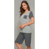 image:imageWiWi Pajamas for Women Super Soft Pajama Sets Cooling Short Sleeve Top Capri Pants Viscose from Bamboo Sleepwear Pjs S4XBiron Grey