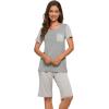 image:imageWiWi Pajamas for Women Super Soft Pajama Sets Cooling Short Sleeve Top Capri Pants Viscose from Bamboo Sleepwear Pjs S4XBlight Grey