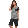image:imageWiWi Pajamas for Women Super Soft Pajama Sets Cooling Short Sleeve Top Capri Pants Viscose from Bamboo Sleepwear Pjs S4XBstripeblack