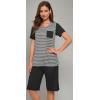image:imageWiWi Pajamas for Women Super Soft Pajama Sets Cooling Short Sleeve Top Capri Pants Viscose from Bamboo Sleepwear Pjs S4XBstripeblack