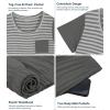 image:imageWiWi Pajamas for Women Super Soft Pajama Sets Cooling Short Sleeve Top Capri Pants Viscose from Bamboo Sleepwear Pjs S4XBstripeiron Grey