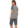 image:imageWiWi Pajamas for Women Super Soft Pajama Sets Cooling Short Sleeve Top Capri Pants Viscose from Bamboo Sleepwear Pjs S4XBstripeiron Grey
