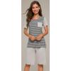 image:imageWiWi Pajamas for Women Super Soft Pajama Sets Cooling Short Sleeve Top Capri Pants Viscose from Bamboo Sleepwear Pjs S4XBstripelight Grey