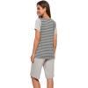 image:imageWiWi Pajamas for Women Super Soft Pajama Sets Cooling Short Sleeve Top Capri Pants Viscose from Bamboo Sleepwear Pjs S4XBstripelight Grey
