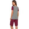 image:imageWiWi Pajamas for Women Super Soft Pajama Sets Cooling Short Sleeve Top Capri Pants Viscose from Bamboo Sleepwear Pjs S4XBstripewine