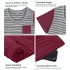 image:imageWiWi Pajamas for Women Super Soft Pajama Sets Cooling Short Sleeve Top Capri Pants Viscose from Bamboo Sleepwear Pjs S4XBstripewine