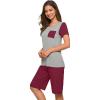 image:imageWiWi Pajamas for Women Super Soft Pajama Sets Cooling Short Sleeve Top Capri Pants Viscose from Bamboo Sleepwear Pjs S4XBwine