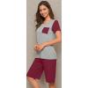 image:imageWiWi Pajamas for Women Super Soft Pajama Sets Cooling Short Sleeve Top Capri Pants Viscose from Bamboo Sleepwear Pjs S4XBwine