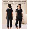 image:imageWiWi Pajamas for Women Super Soft Pajama Sets Cooling Short Sleeve Top Capri Pants Viscose from Bamboo Sleepwear Pjs S4XCblack