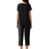 image:imageWiWi Pajamas for Women Super Soft Pajama Sets Cooling Short Sleeve Top Capri Pants Viscose from Bamboo Sleepwear Pjs S4XCblack