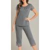 image:imageWiWi Pajamas for Women Super Soft Pajama Sets Cooling Short Sleeve Top Capri Pants Viscose from Bamboo Sleepwear Pjs S4XCdark Heather Grey