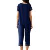 image:imageWiWi Pajamas for Women Super Soft Pajama Sets Cooling Short Sleeve Top Capri Pants Viscose from Bamboo Sleepwear Pjs S4XCnavy