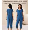 image:imageWiWi Pajamas for Women Super Soft Pajama Sets Cooling Short Sleeve Top Capri Pants Viscose from Bamboo Sleepwear Pjs S4XCprussian Blue