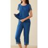 image:imageWiWi Pajamas for Women Super Soft Pajama Sets Cooling Short Sleeve Top Capri Pants Viscose from Bamboo Sleepwear Pjs S4XCprussian Blue