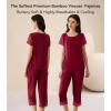 image:imageWiWi Pajamas for Women Super Soft Pajama Sets Cooling Short Sleeve Top Capri Pants Viscose from Bamboo Sleepwear Pjs S4XCwine