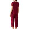 image:imageWiWi Pajamas for Women Super Soft Pajama Sets Cooling Short Sleeve Top Capri Pants Viscose from Bamboo Sleepwear Pjs S4XCwine