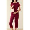 image:imageWiWi Pajamas for Women Super Soft Pajama Sets Cooling Short Sleeve Top Capri Pants Viscose from Bamboo Sleepwear Pjs S4XCwine