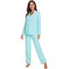 image:imageWiWi Viscose from Bamboo Womens Pajamas Set Super Soft Button Down Top and Pants Sleepwear Cooling Pjs S3XAaqua