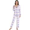 image:imageWiWi Viscose from Bamboo Womens Pajamas Set Super Soft Button Down Top and Pants Sleepwear Cooling Pjs S3XAblue Plaid