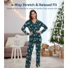 image:imageWiWi Viscose from Bamboo Womens Pajamas Set Super Soft Button Down Top and Pants Sleepwear Cooling Pjs S3XAchristmas Elk on Green