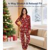 image:imageWiWi Viscose from Bamboo Womens Pajamas Set Super Soft Button Down Top and Pants Sleepwear Cooling Pjs S3XAchristmas Elk on Red