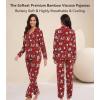 image:imageWiWi Viscose from Bamboo Womens Pajamas Set Super Soft Button Down Top and Pants Sleepwear Cooling Pjs S3XAchristmas Elk on Red