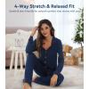 image:imageWiWi Viscose from Bamboo Womens Pajamas Set Super Soft Button Down Top and Pants Sleepwear Cooling Pjs S3XAdark Blue