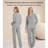 image:imageWiWi Viscose from Bamboo Womens Pajamas Set Super Soft Button Down Top and Pants Sleepwear Cooling Pjs S3XAheather Grey
