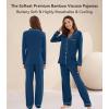 image:imageWiWi Viscose from Bamboo Womens Pajamas Set Super Soft Button Down Top and Pants Sleepwear Cooling Pjs S3XAink Blue