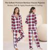 image:imageWiWi Viscose from Bamboo Womens Pajamas Set Super Soft Button Down Top and Pants Sleepwear Cooling Pjs S3XAnavyRed Plaid