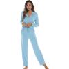 image:imageWiWi Viscose from Bamboo Womens Pajamas Set Super Soft Button Down Top and Pants Sleepwear Cooling Pjs S3XApale Blue