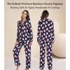 image:imageWiWi Viscose from Bamboo Womens Pajamas Set Super Soft Button Down Top and Pants Sleepwear Cooling Pjs S3XAsanta Claus on Navy