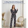image:imageWiWi Viscose from Bamboo Womens Pajamas Set Super Soft Button Down Top and Pants Sleepwear Cooling Pjs S3XAwhite Ghost on Black