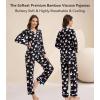 image:imageWiWi Viscose from Bamboo Womens Pajamas Set Super Soft Button Down Top and Pants Sleepwear Cooling Pjs S3XAwhite Ghost on Black